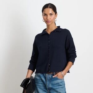 Alex Mill Navy Taylor Rollneck Cotton-Cashmere Cardigan – Size Small